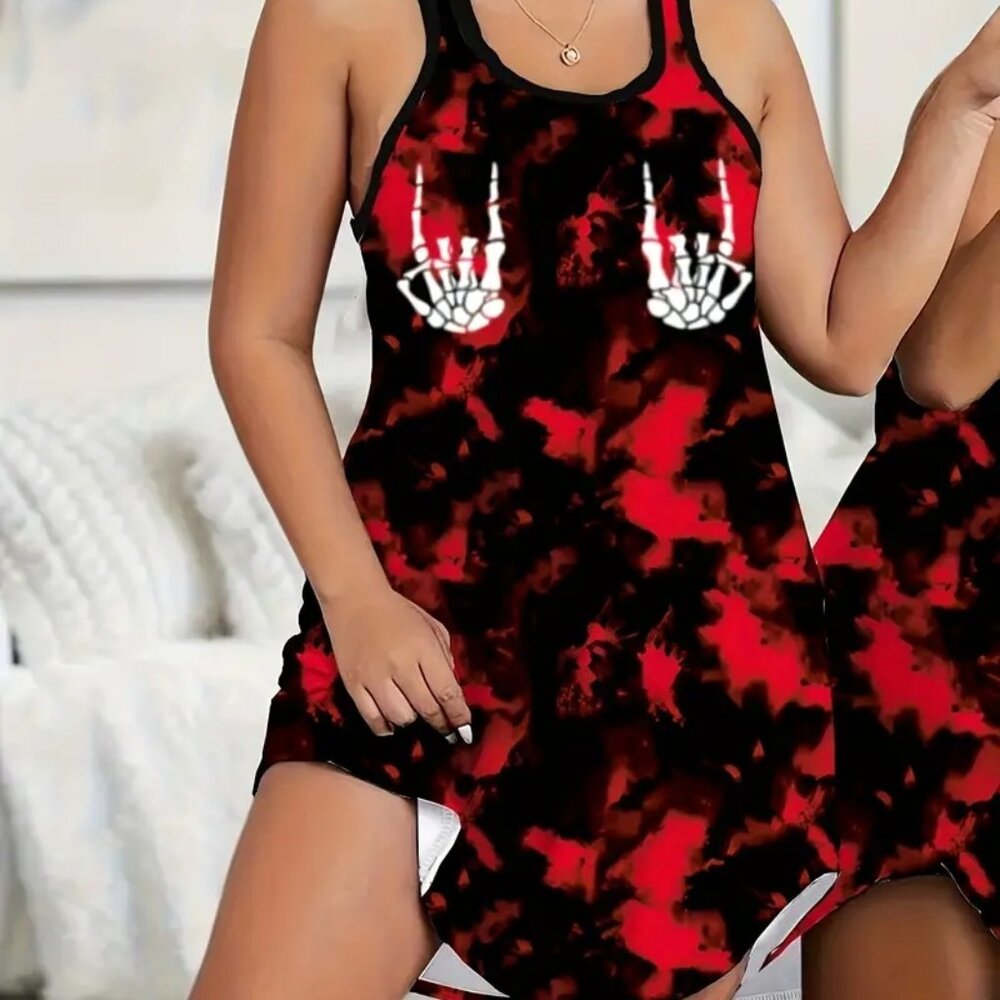 New Skull Skeleton Hands Casual Tank Top Sleepwear 2X